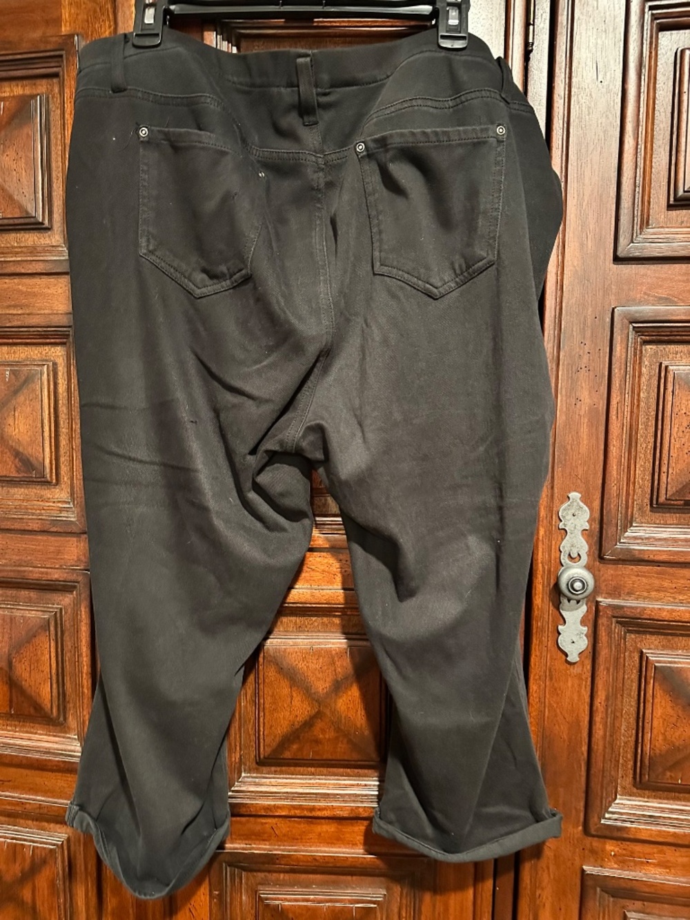 2X 20W 22W Jet black Not fadedTerra & Sky folded cuff Capri Jeggings STRETCHY - Picture 4 of 4